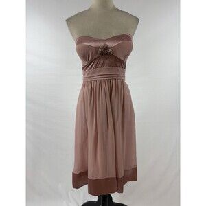 Shoshanna Anthropologie Strapless Dress Pink 8 Embellished Beaded Sequin Sheer